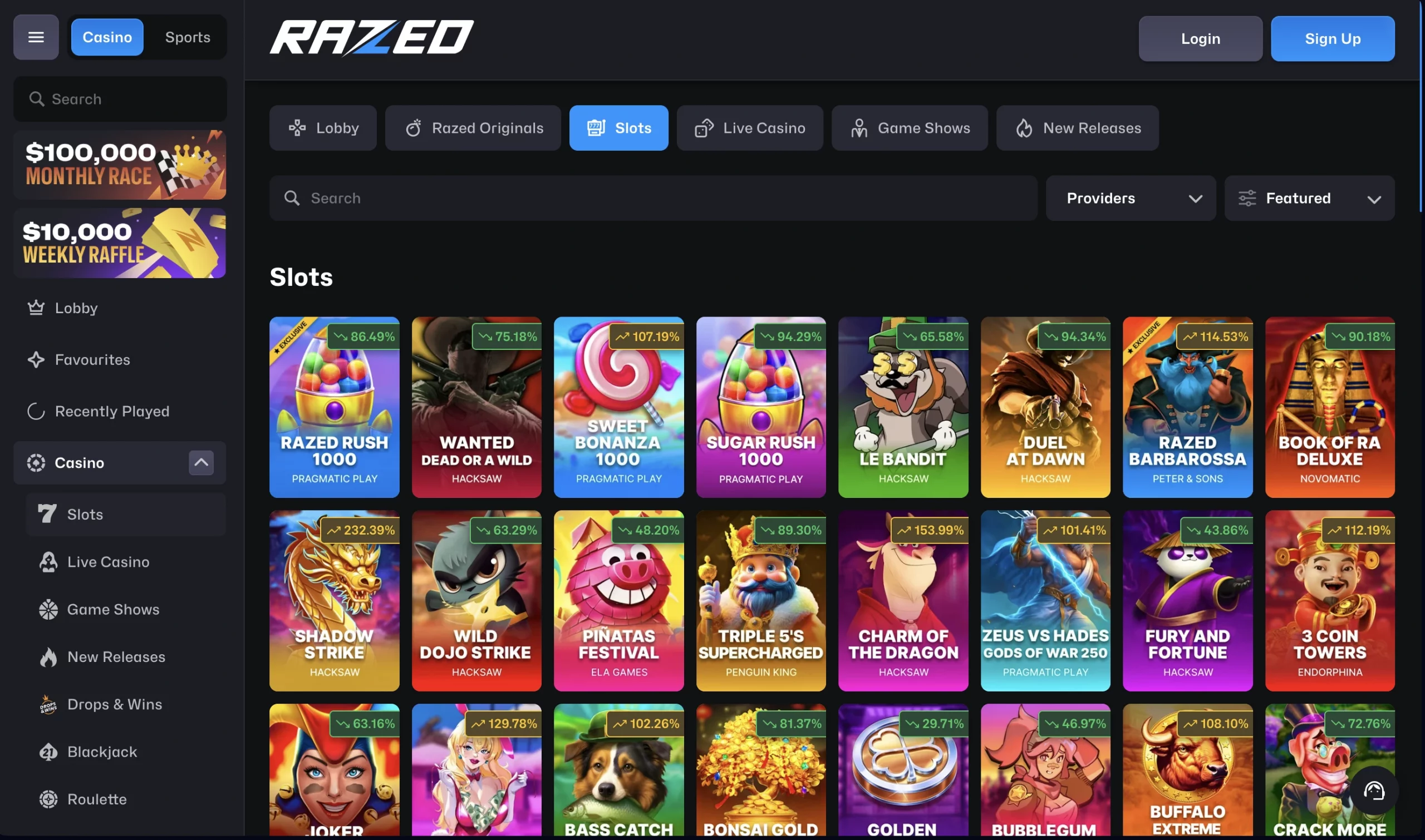 Razed Casino slotit